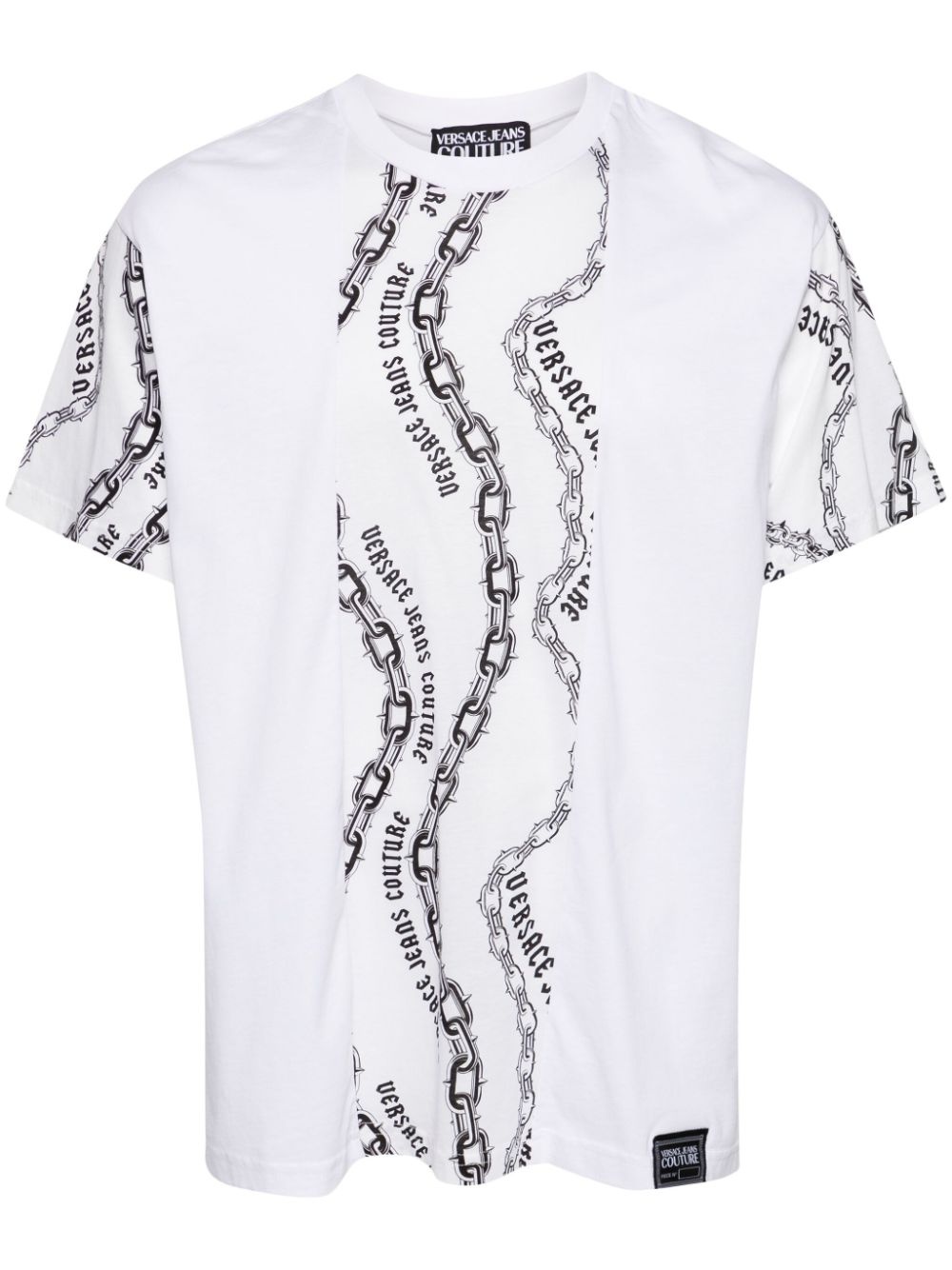 logo-print panelled T-shirt - 1