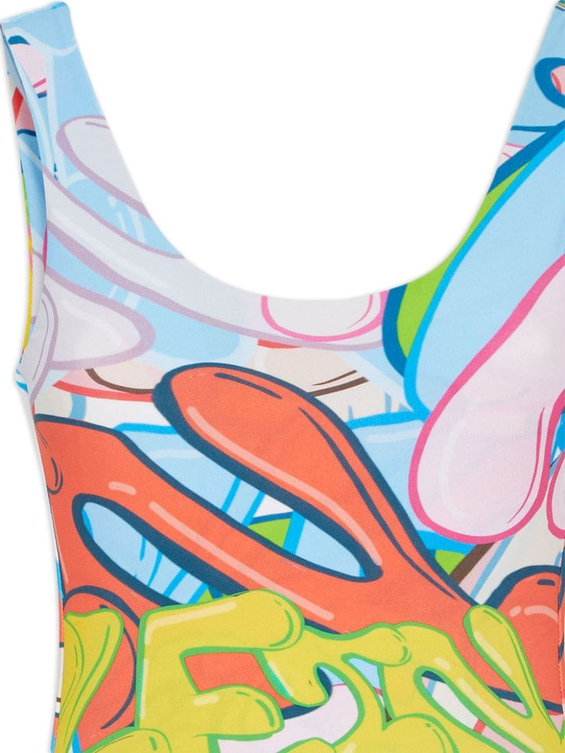 PHILIPP PLEIN graffiti-print stretch swimsuit outlook