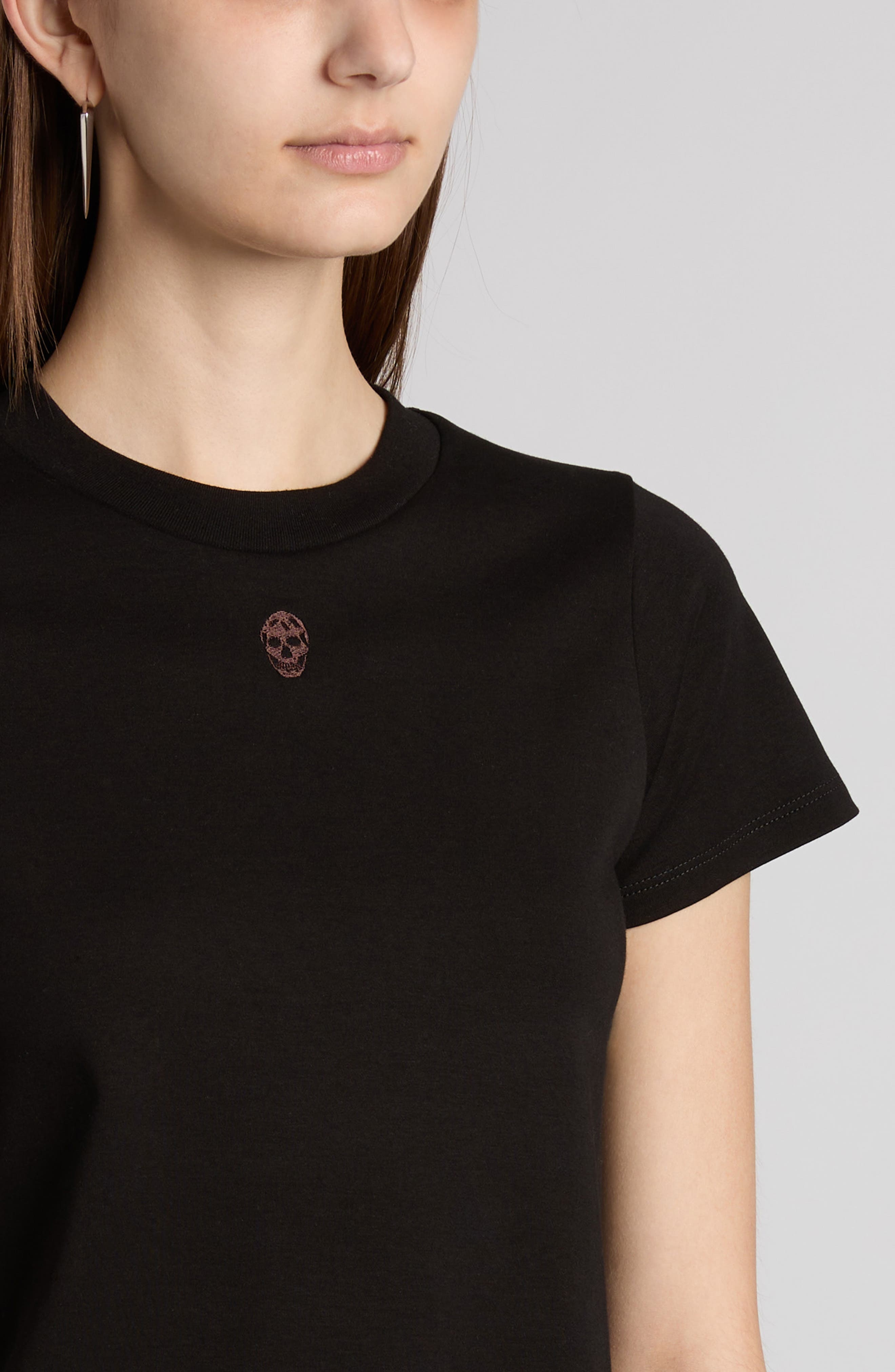 McQueen Embroidered Skull T-Shirt in Black at Nordstrom - 4