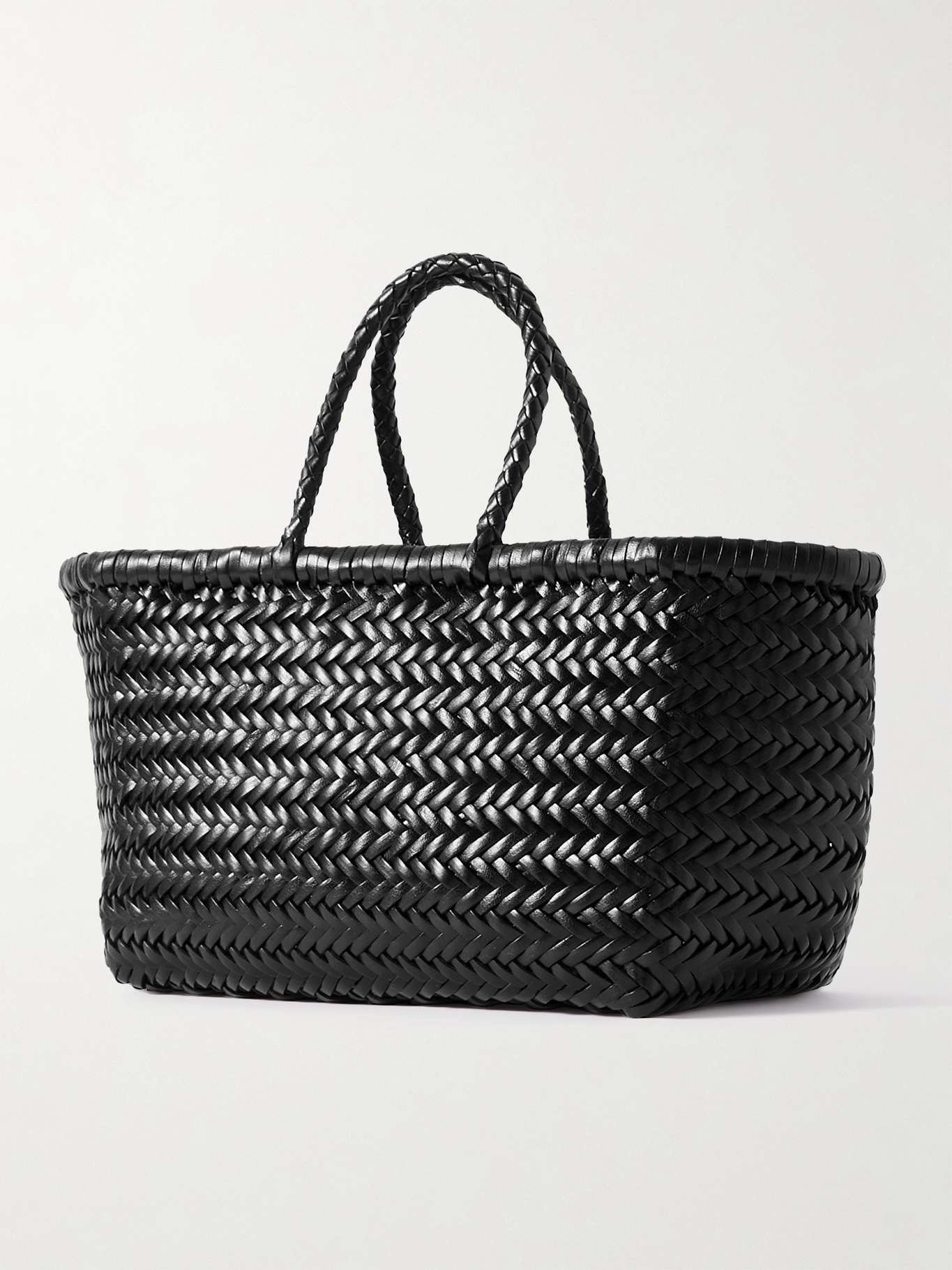 Bamboo Triple Jump small woven leather tote Black - 3