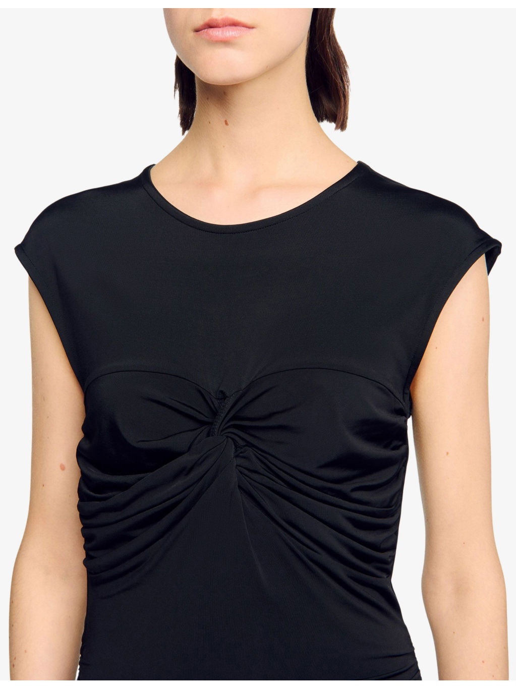 Draped Round-Neck Slim-Fit Stretch-Woven Maxi Dress - 5