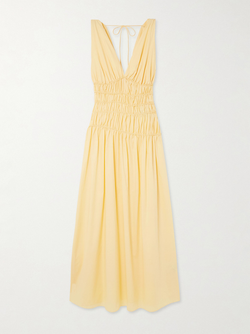 Saja Tie-detailed Ruched Cotton Maxi Dress 1