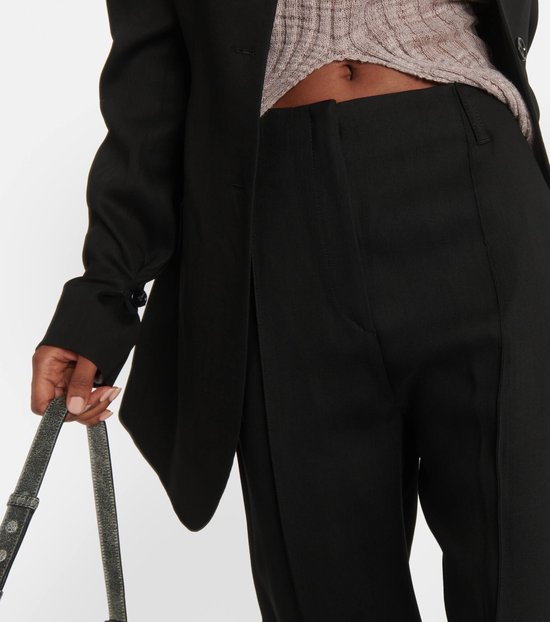 Wool-blend wide-leg pants - 4