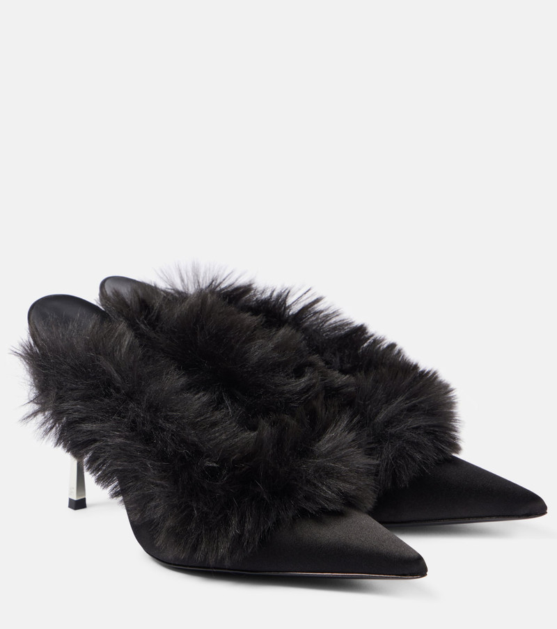 Faux shearling leather mules - 1