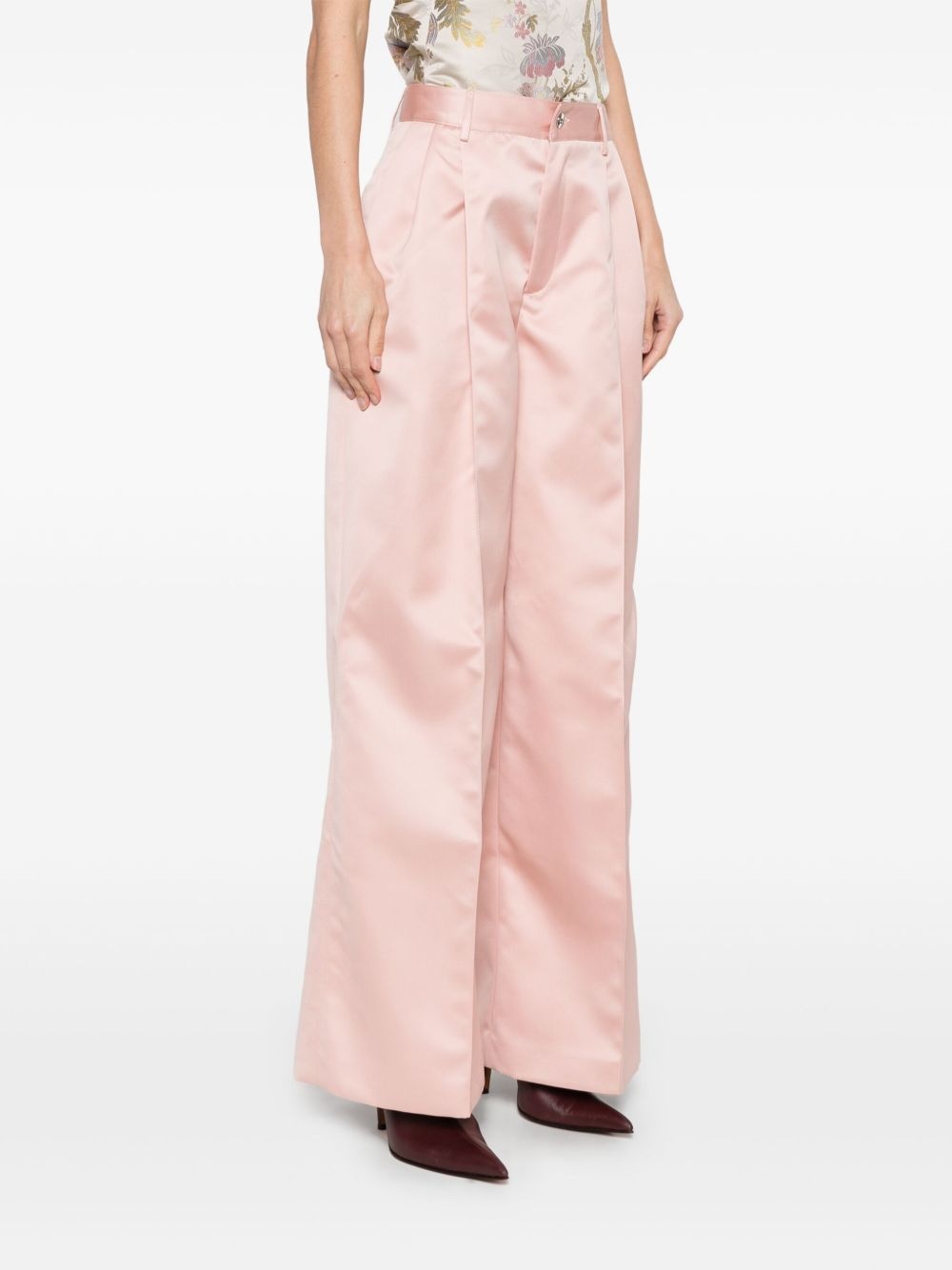 duchesse-satin wide-leg trousers - 3