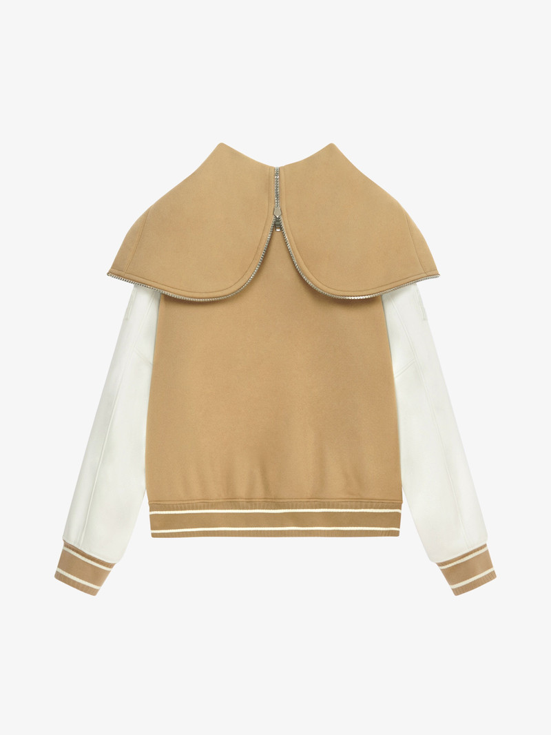 GIVENCHY HOODED VARSITY JACKET IN WOOL AND LEATHER 5