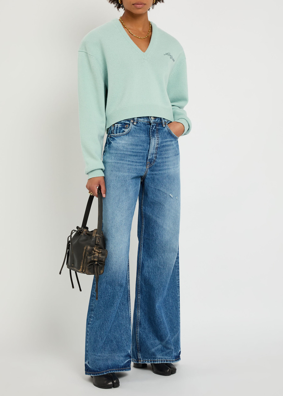Acne Studios Logo-embroidered Wool Cropped Jumper - 3