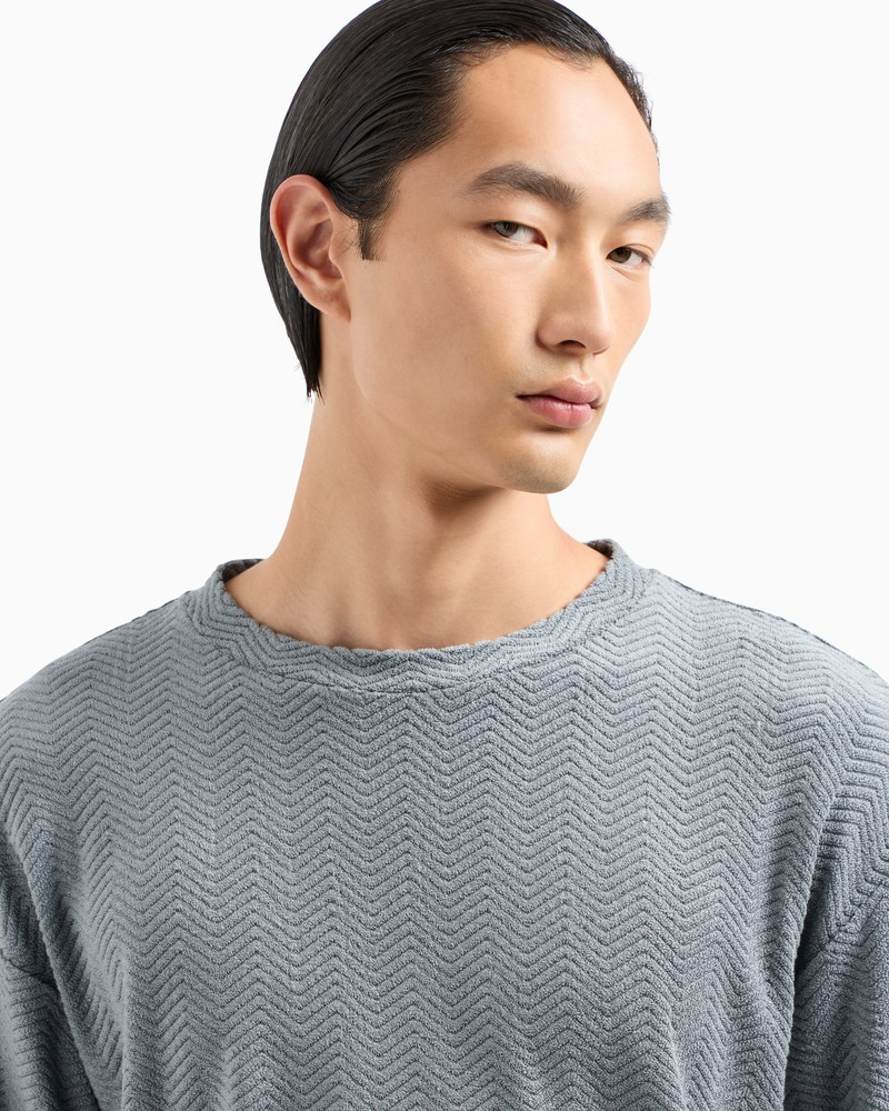 CREW-NECK SWEATSHIRT IN CHEVRON SILK AND COTTON 5