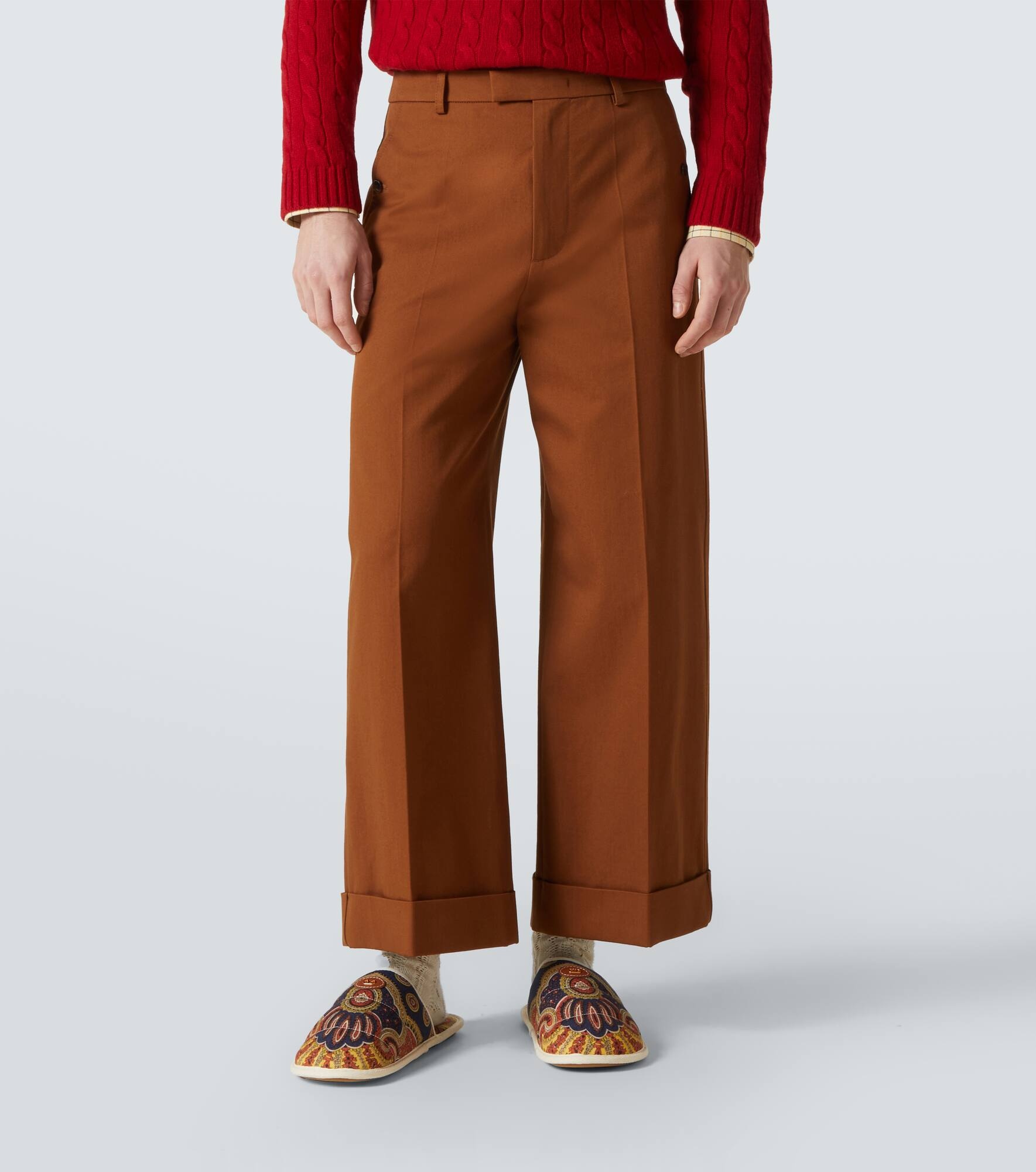 Cropped cotton gabardine wide-leg pants - 3