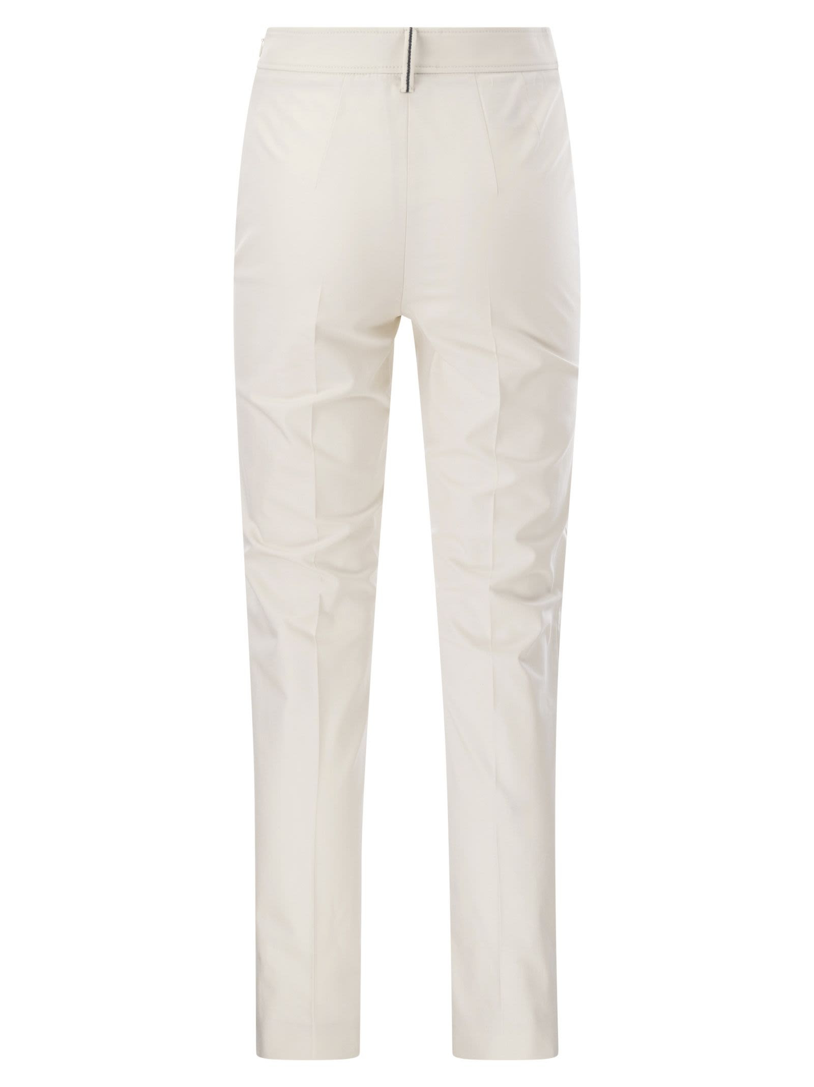 Brunello Cucinelli Women Cotton Twill Capri Trousers With Necklace - 2
