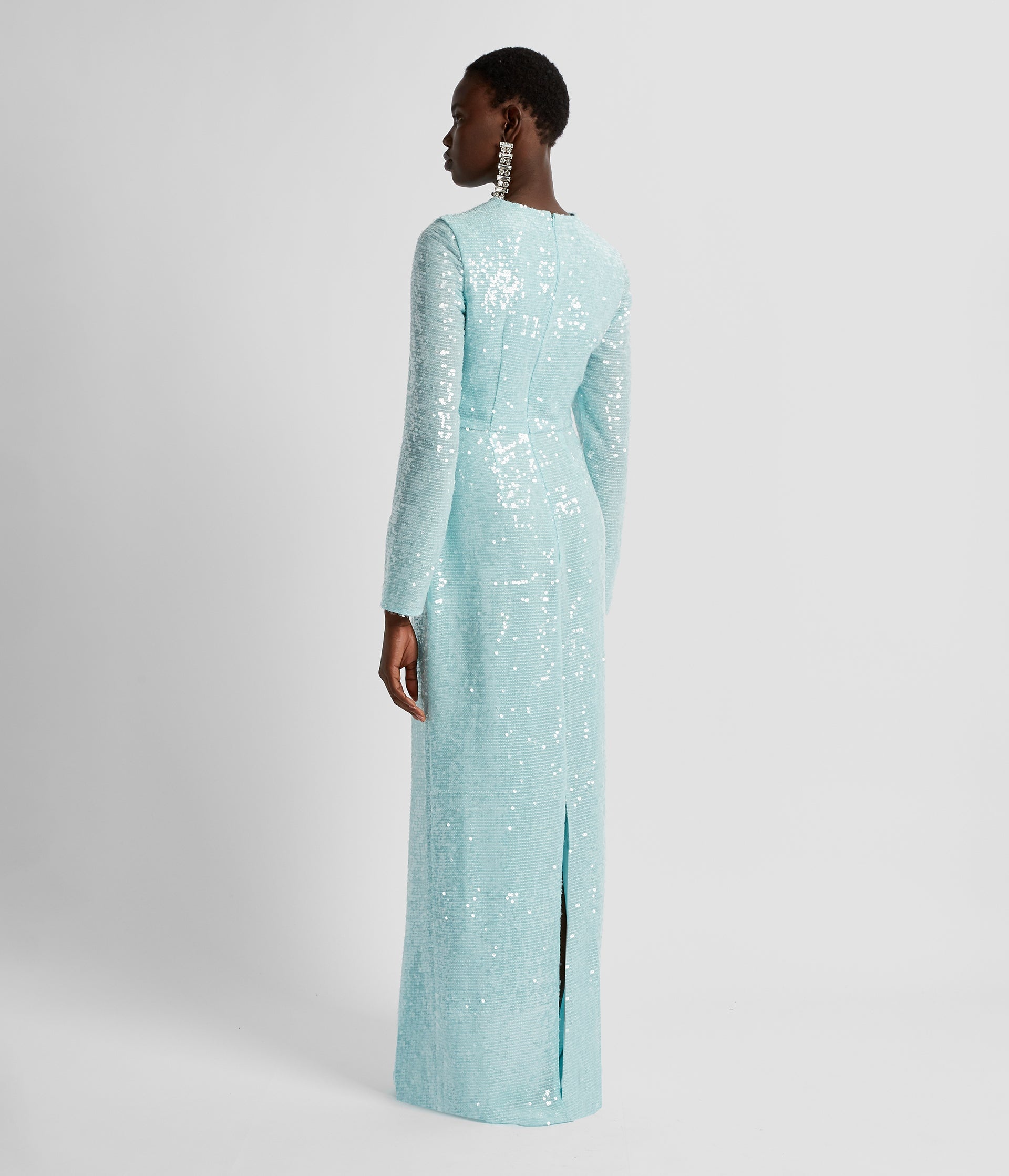 LONG SLEEVE SEQUIN GOWN - 3