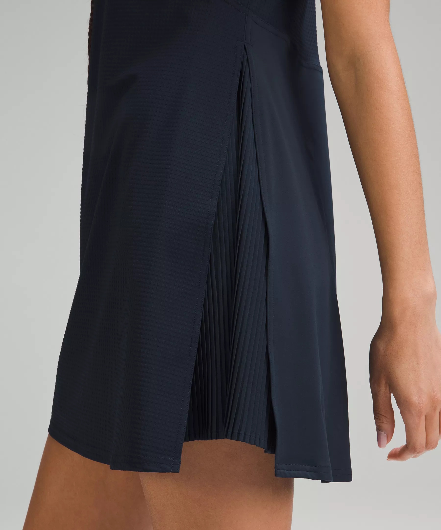 Grid-Texture Sleeveless Linerless Tennis Dress - 4