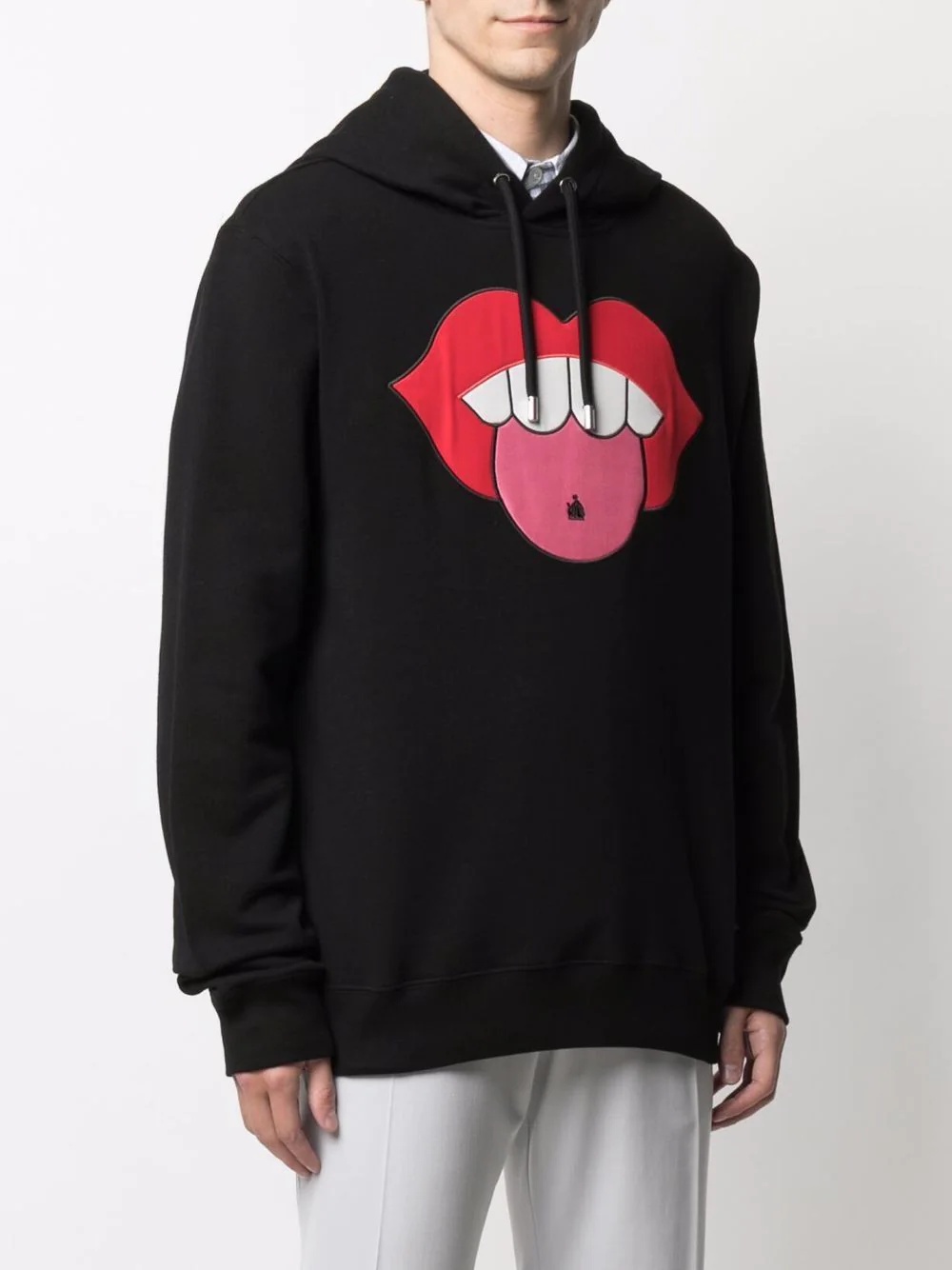 mouth patch drawstring hoodie - 3