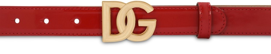 Polished calfskin belt with DG logo - 2