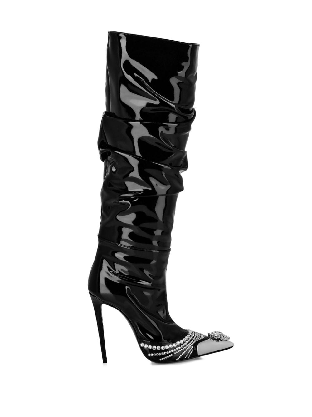 crystal-embellished patent leather boots - 2