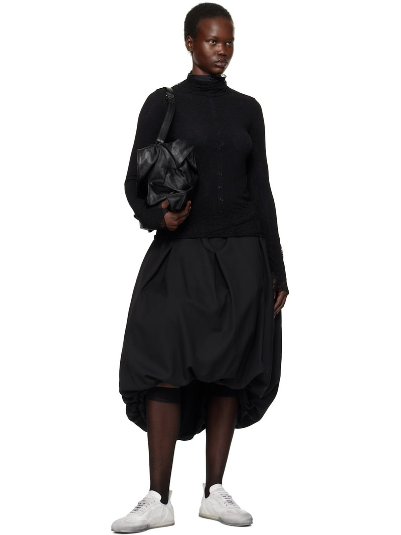 Yohji Yamamoto Black Stretch Lace Turtleneck outlook