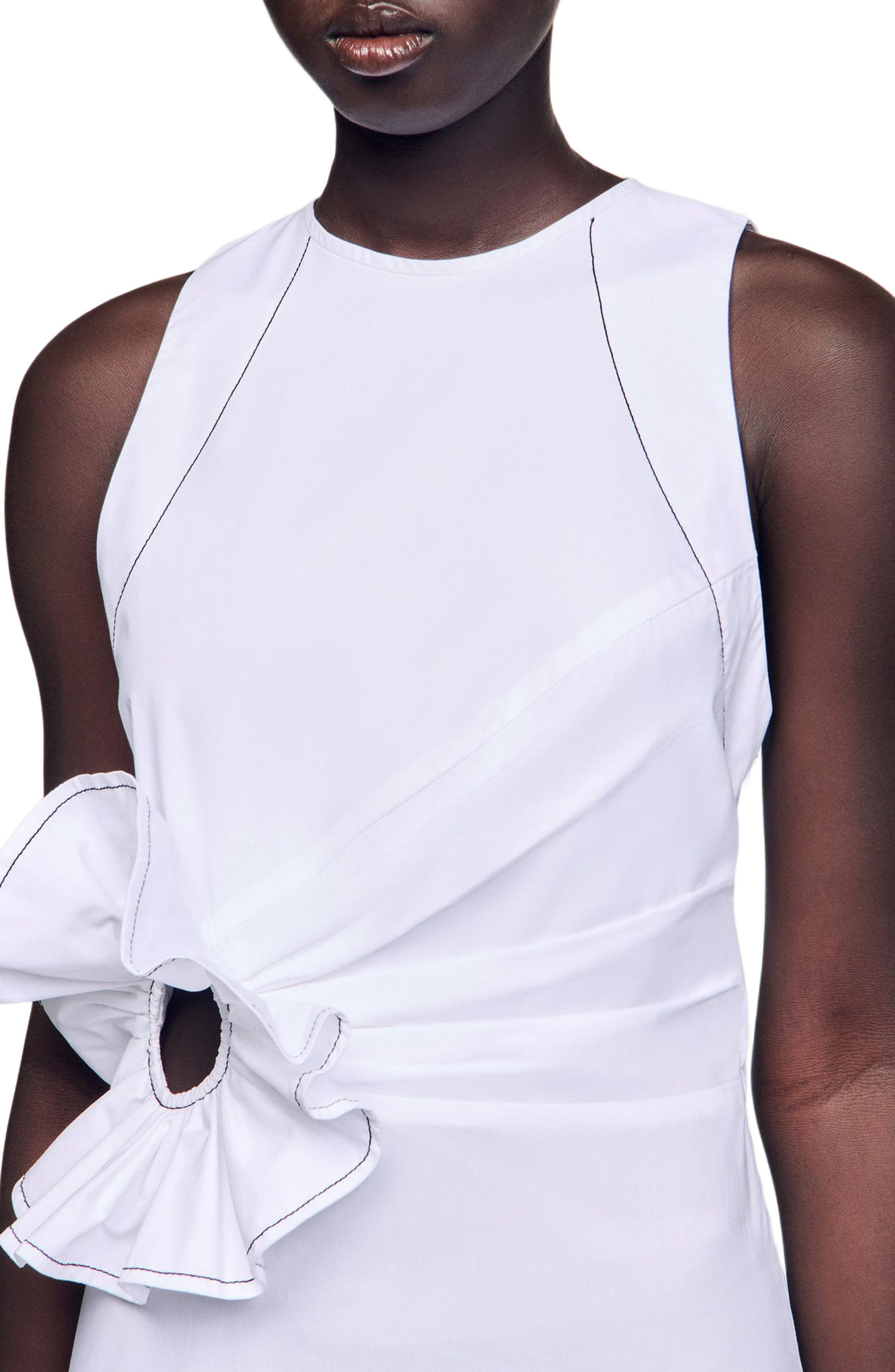 SANDRO Ruffled sleeveless maxi dress in White at Nordstrom - 4