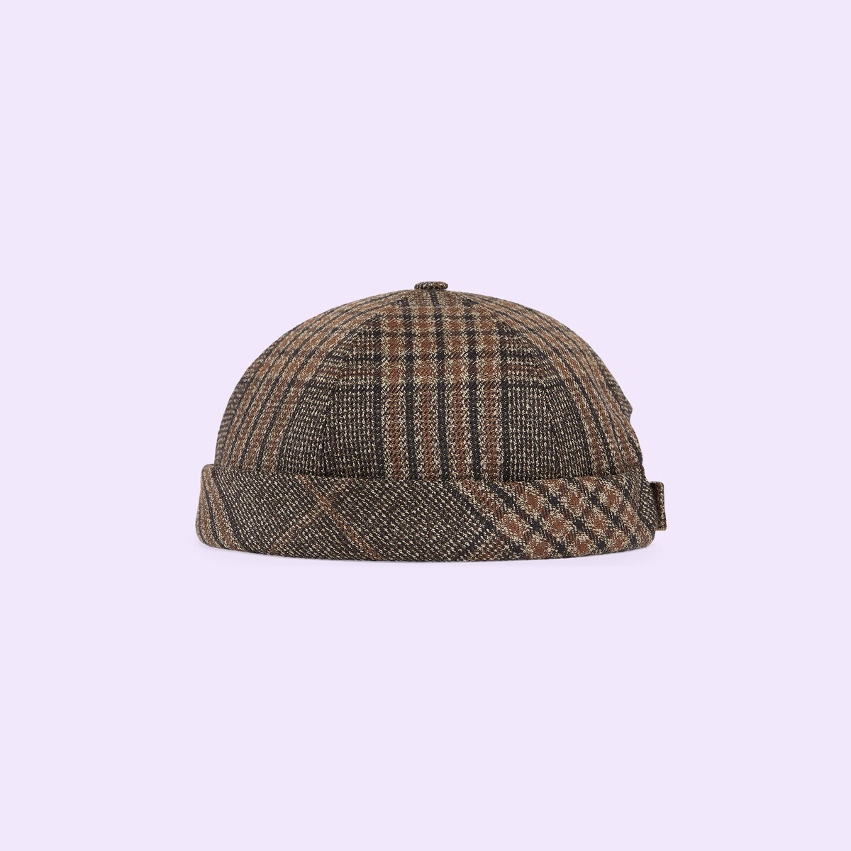 Check cotton hat with Double G - 2
