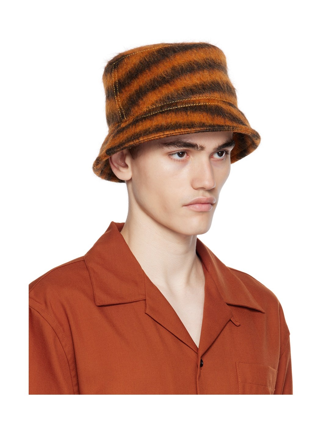 Black & Orange Striped Bucket Hat - 2