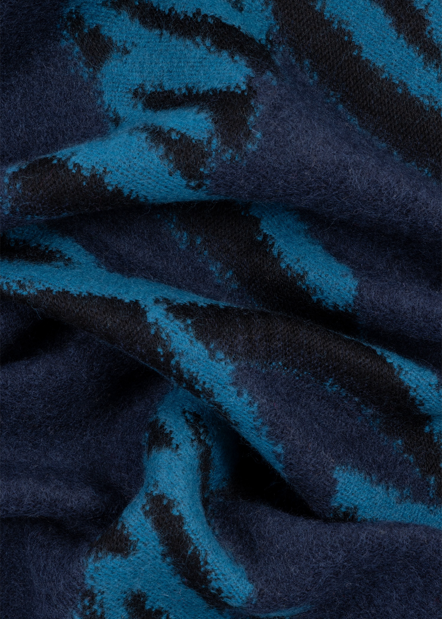 Blue Colour-Block 'Shadow Logo' Jacquard Wool-Blend Scarf - 5