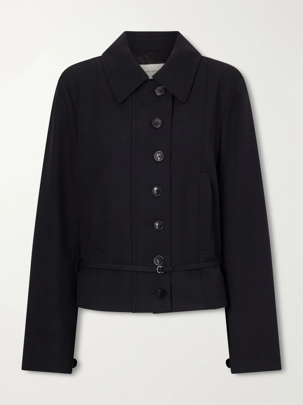 Cropped Belted Wool Jacket - 1