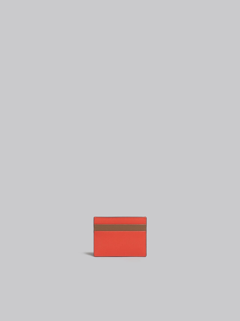ORANGE AND BROWN SAFFIANO LEATHER CARD CASE - 3