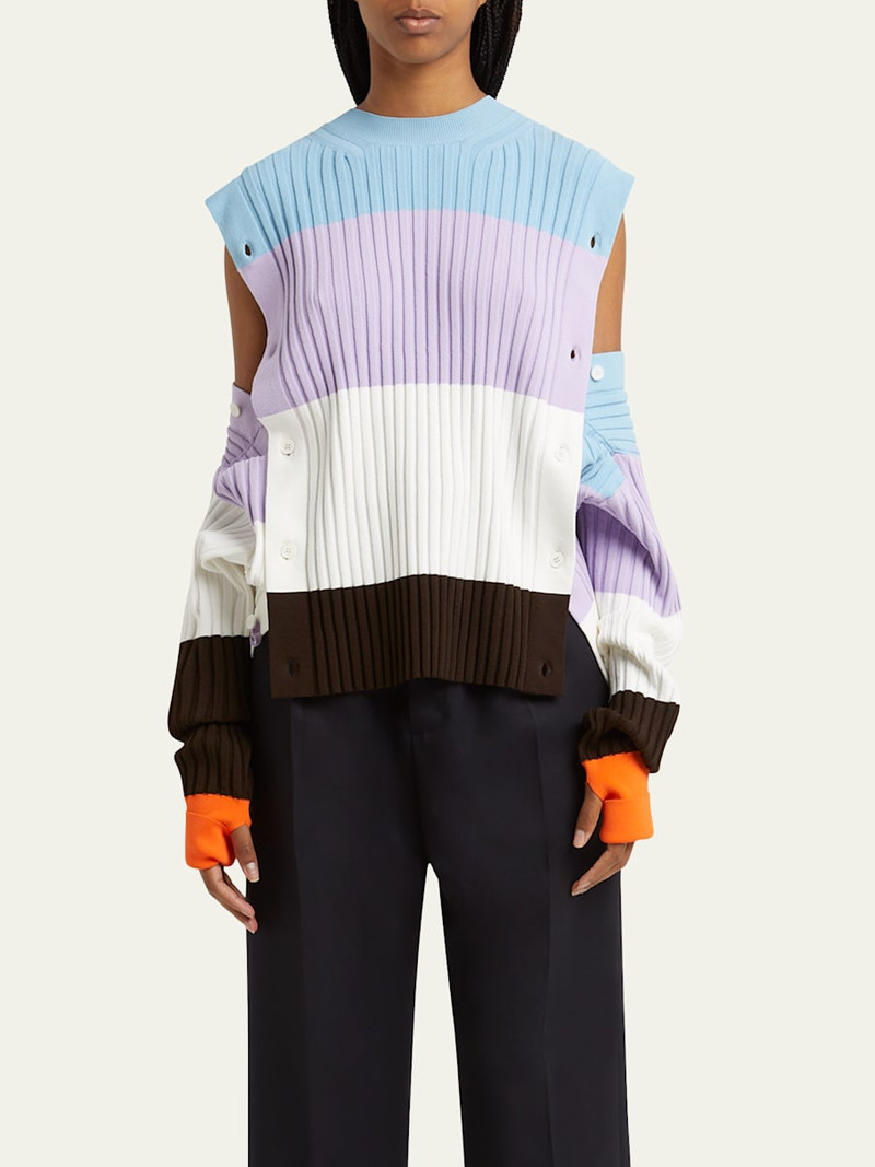 SETCHU Detachable Ribbed Button Sweater outlook