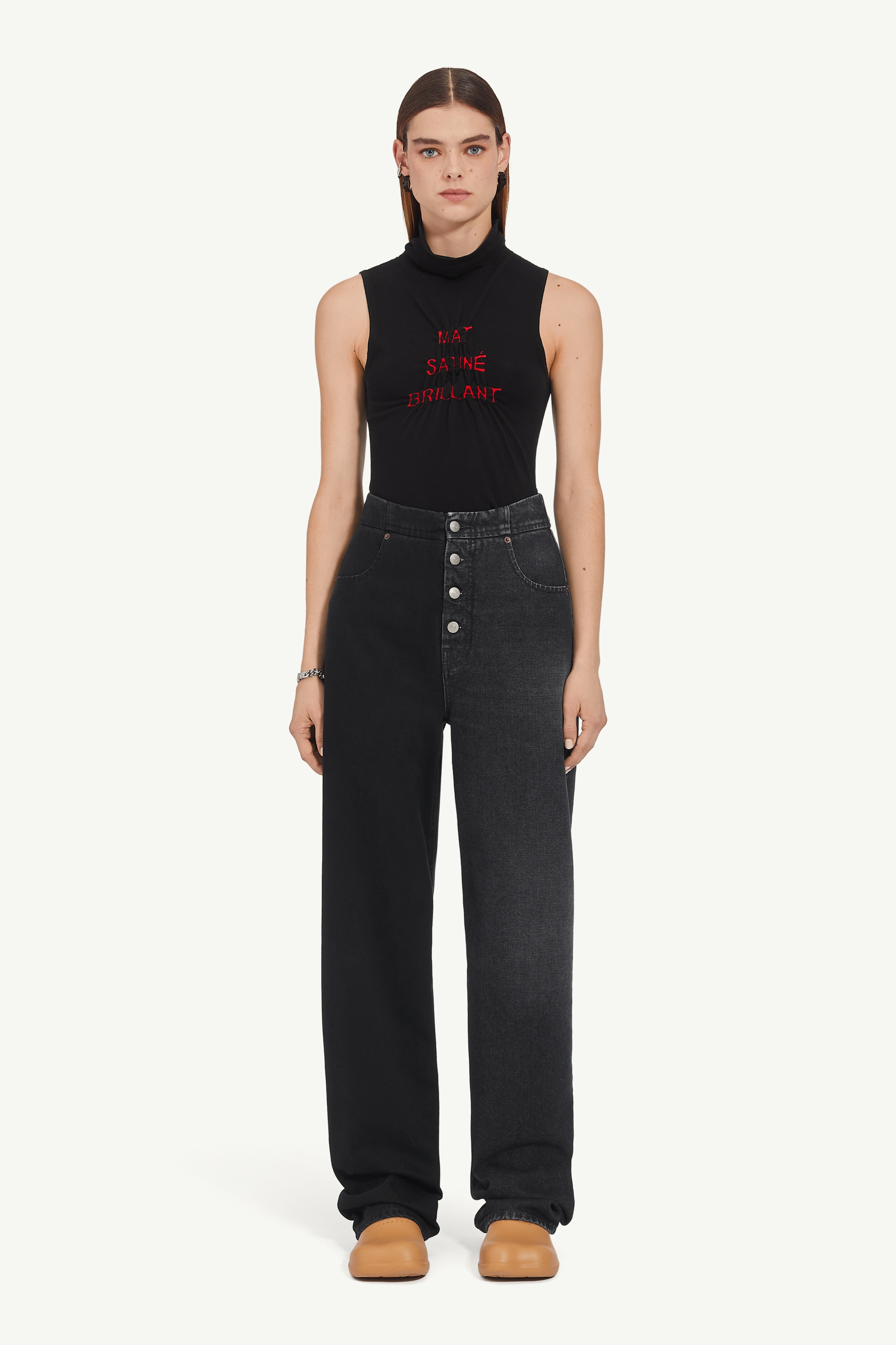 Half and half denim trousers - 2
