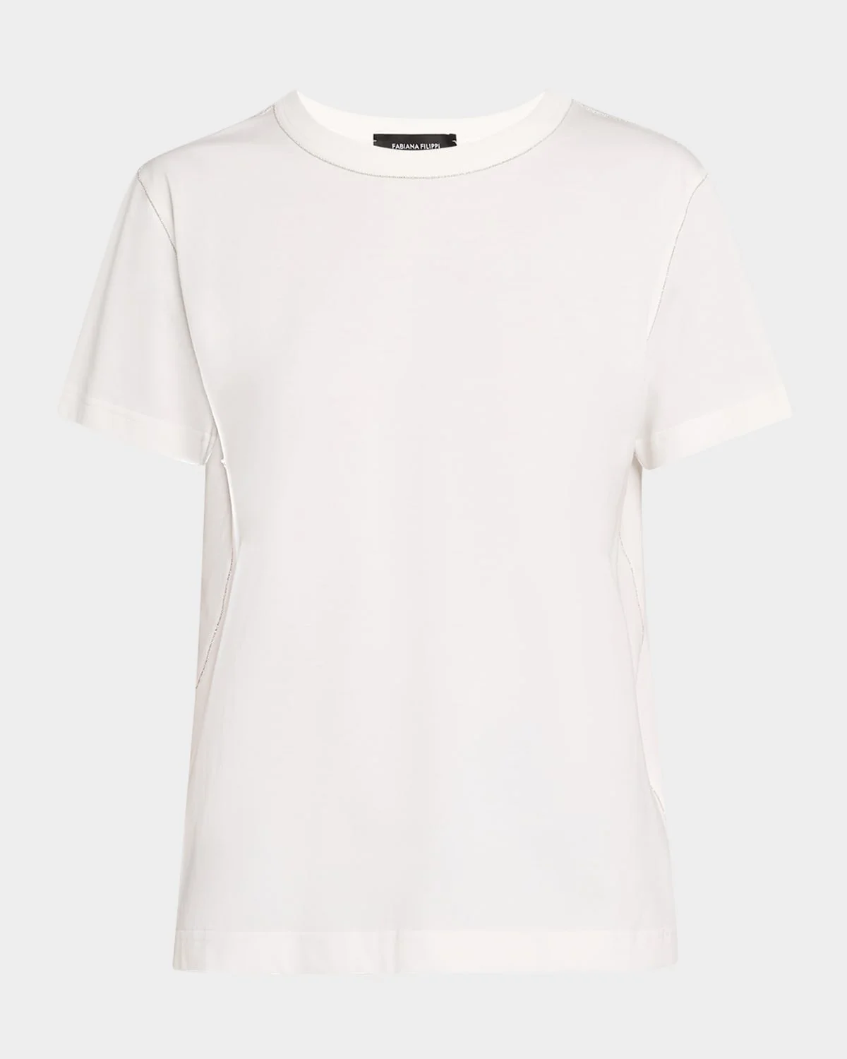 Chain-Trim Crewneck Cotton T-Shirt - 1