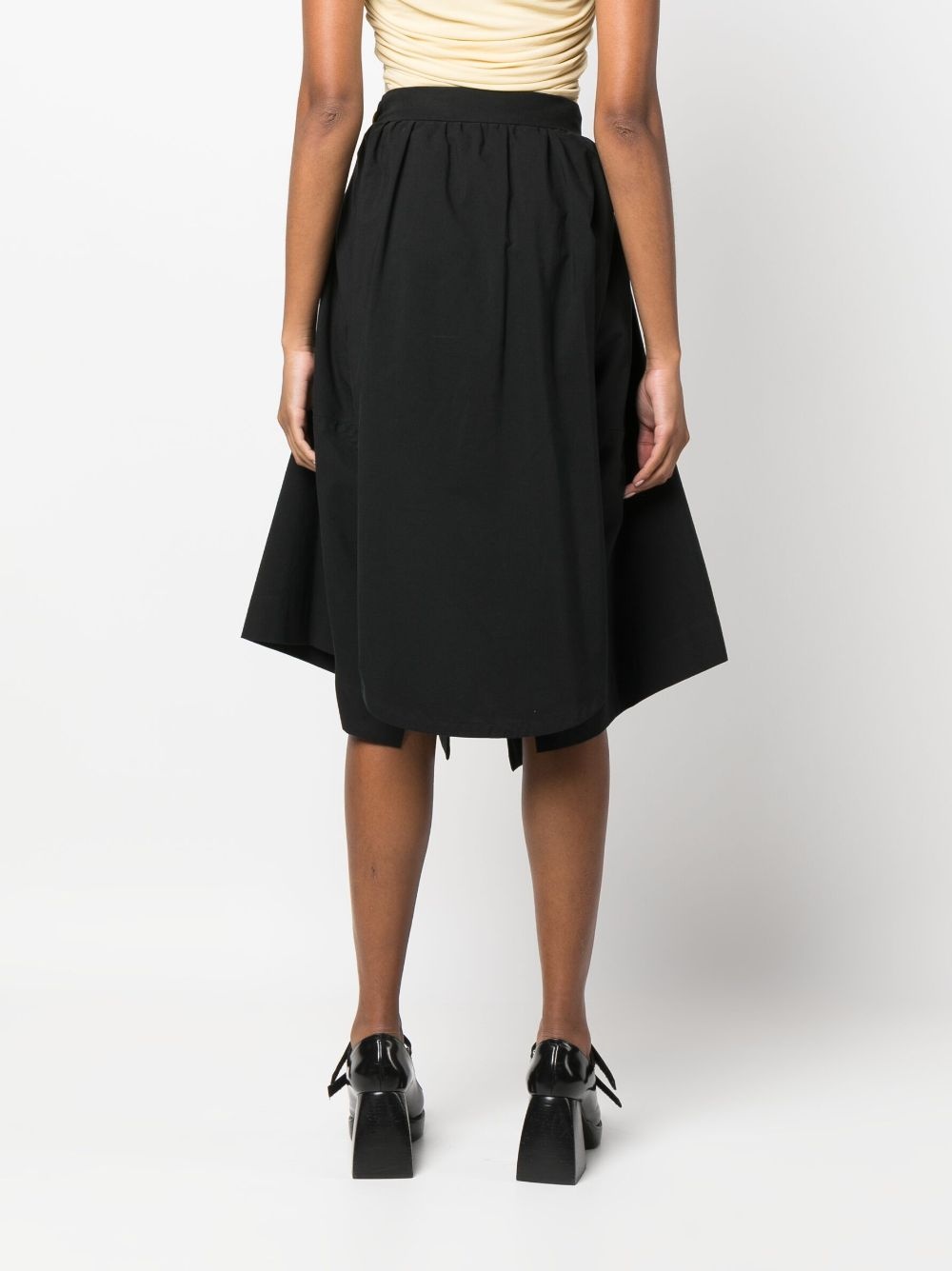 flared asymmetric-hem midi skirt - 4