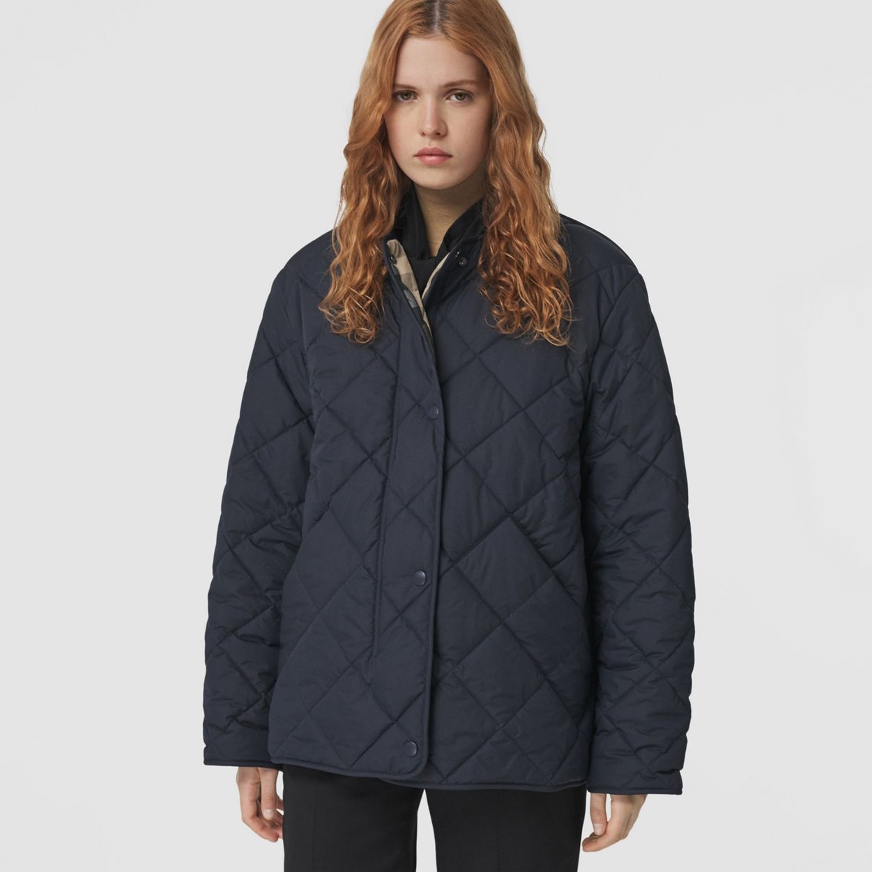 Diamond Quilted Collarless Barn Jacket - 6