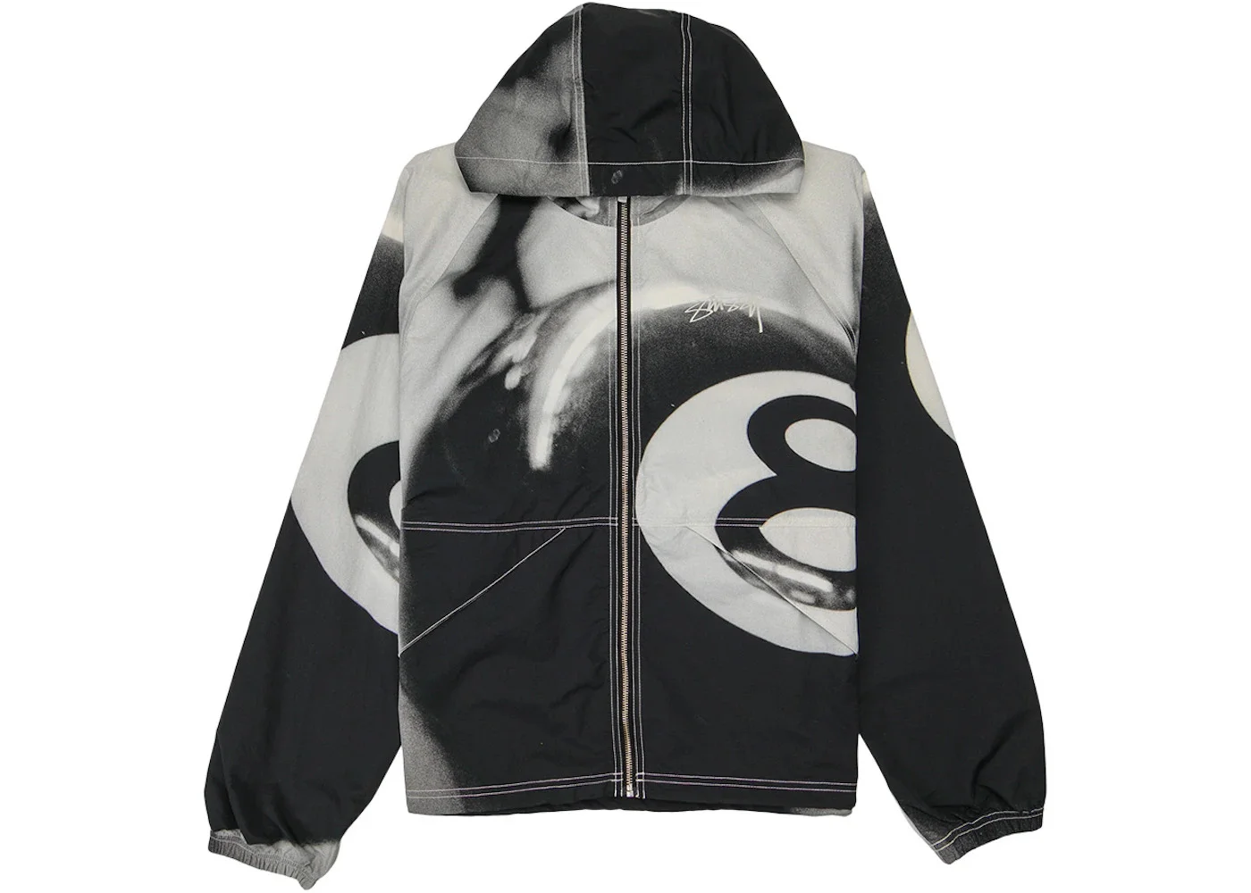 Stussy 8 Ball Beach Shell Jacket Grayscale - 1
