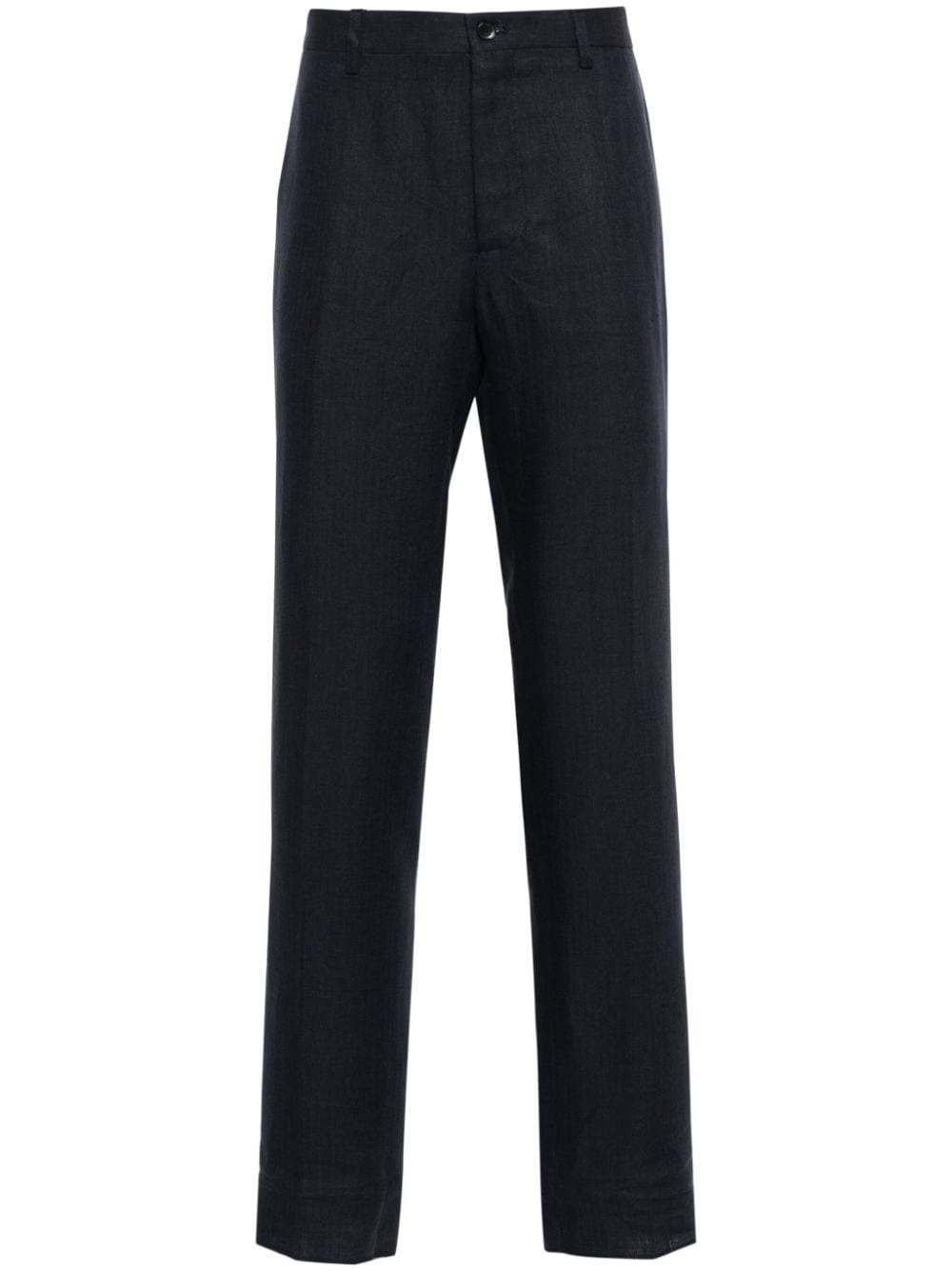 pressed-crease linen trousers - 1