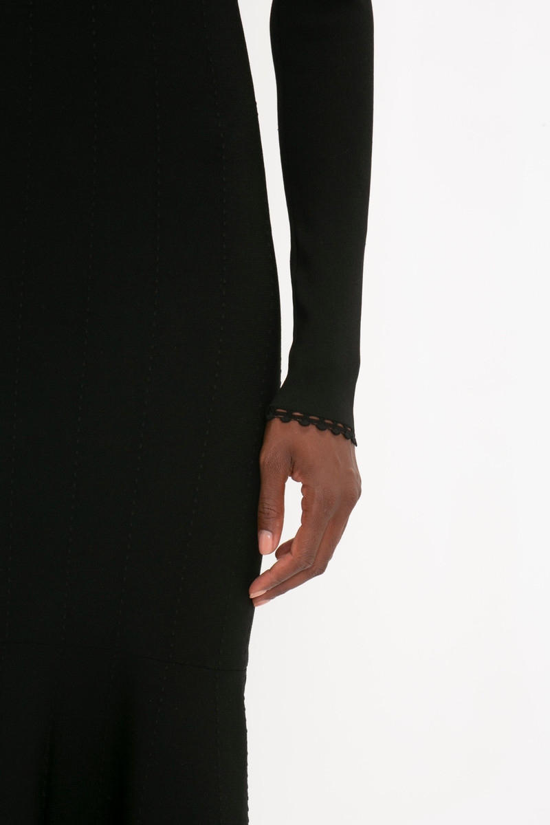 VB Body Long Sleeve V Neck Dress In Black 6
