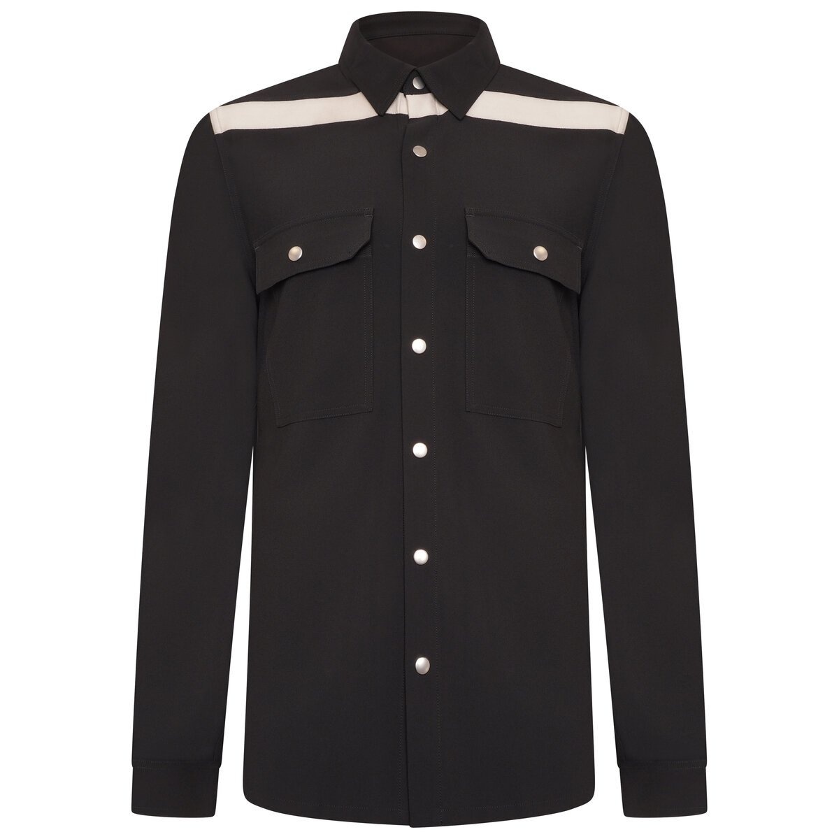 Snap Button Outershirt in Black - 1