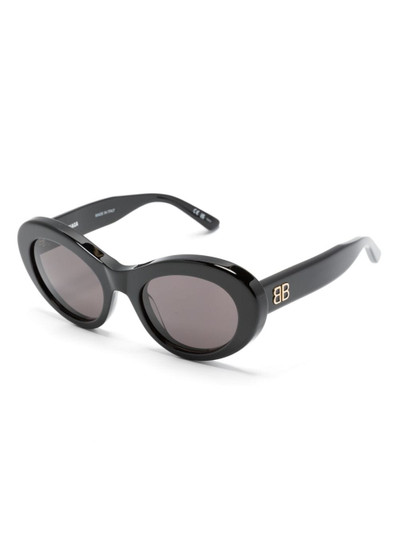 BALENCIAGA logo-plaque round-frame sunglasses outlook