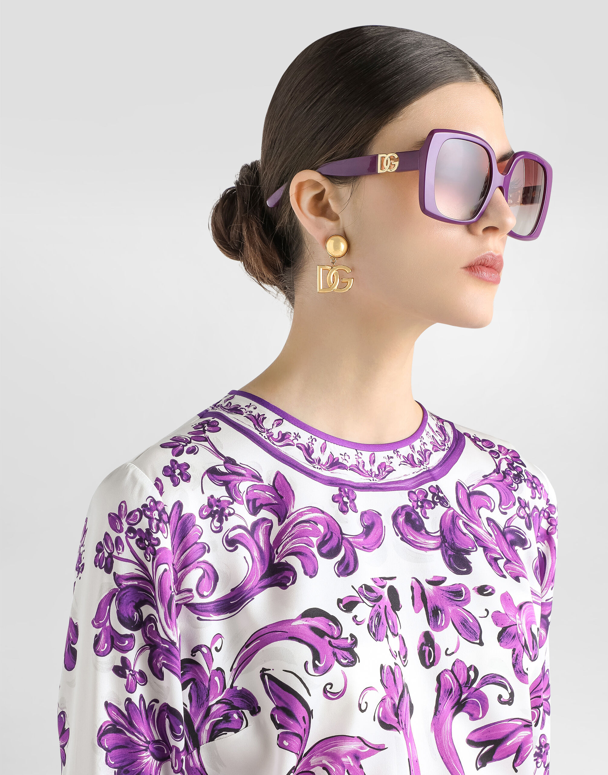 Majolica-print charmeuse dress - 4