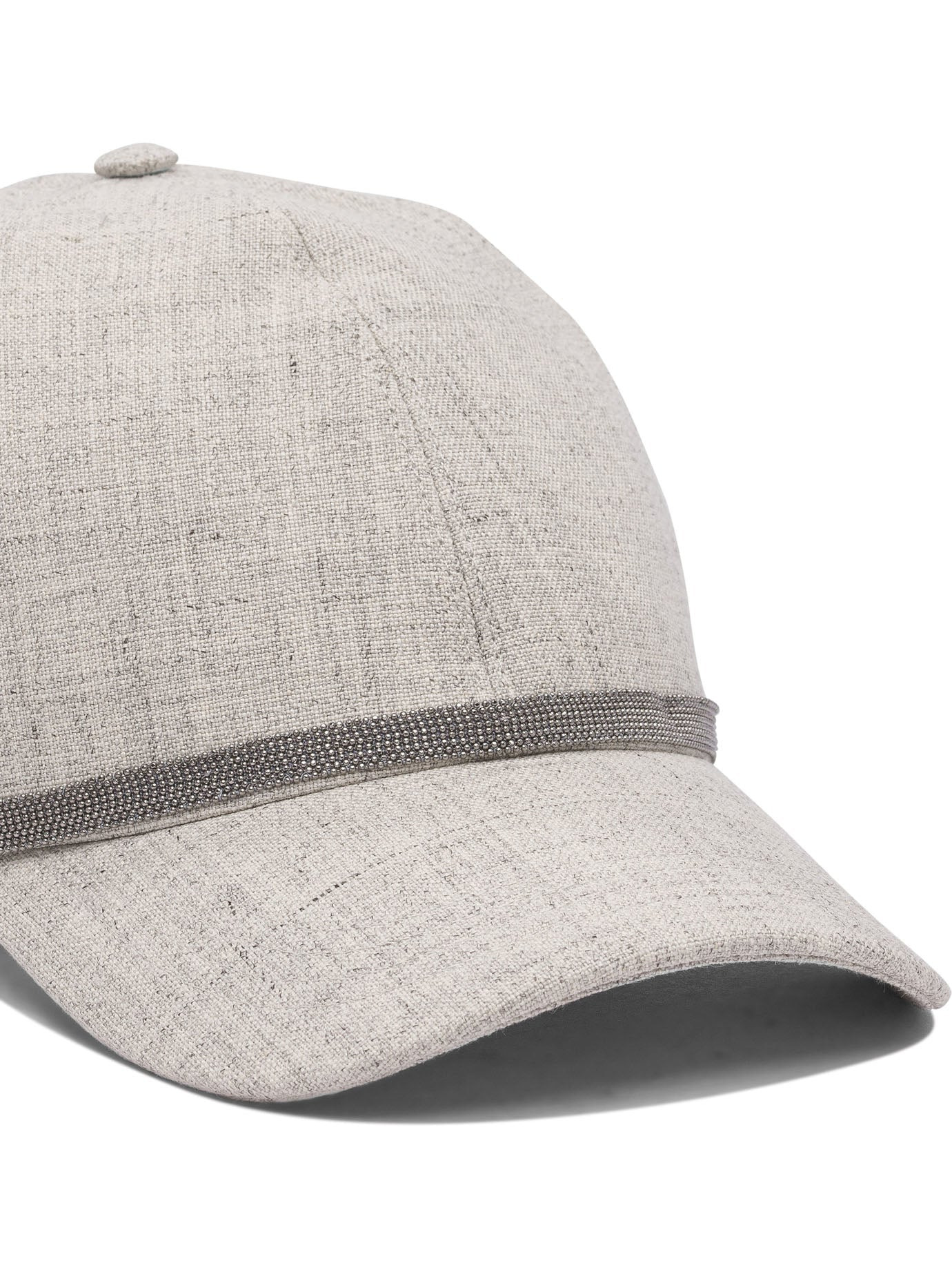 Brunello Cucinelli Women Linen Baseball Hat With Shiny Band - 4