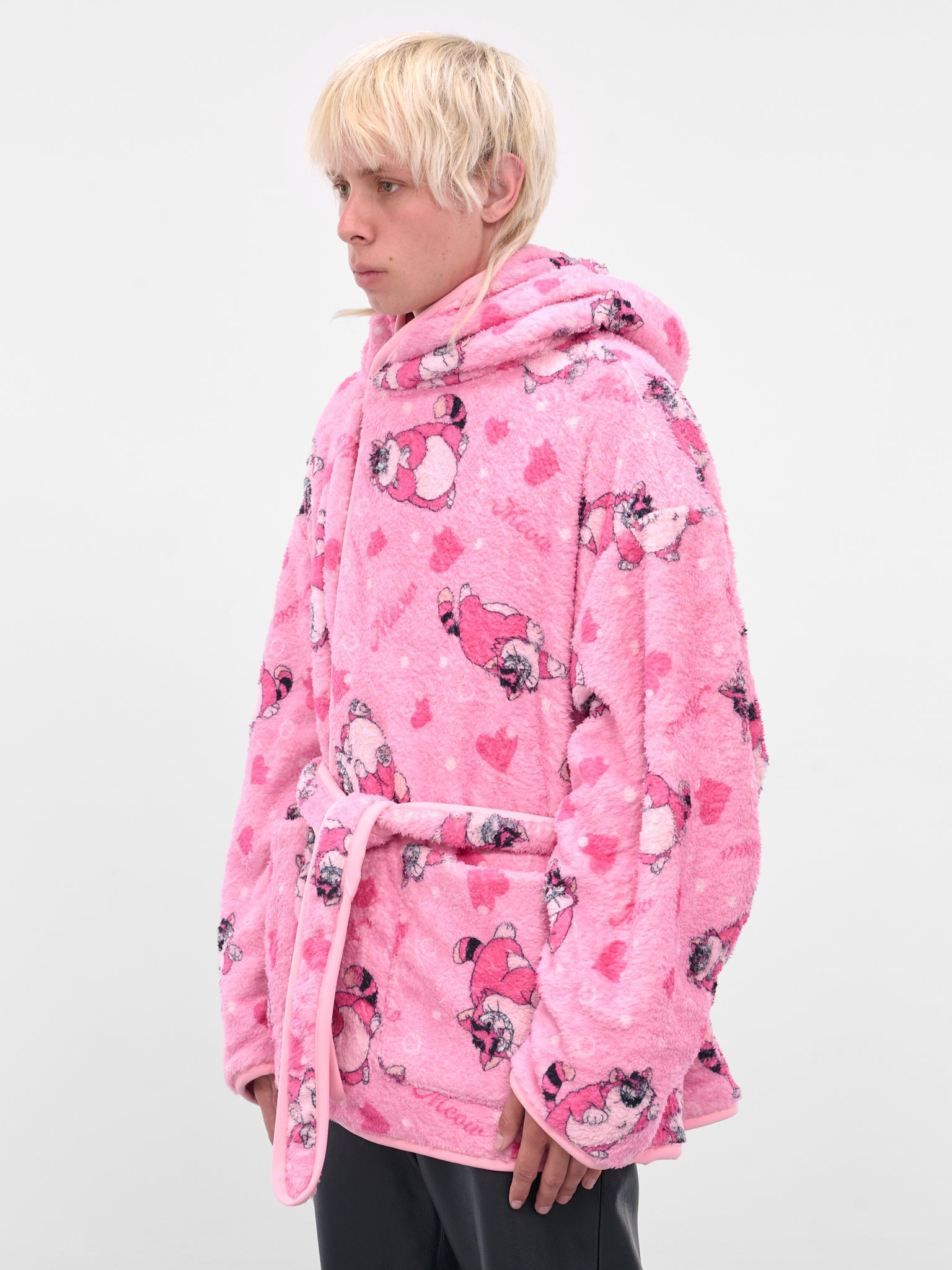 Pink Graphic Fleece Hooded Robe - 2