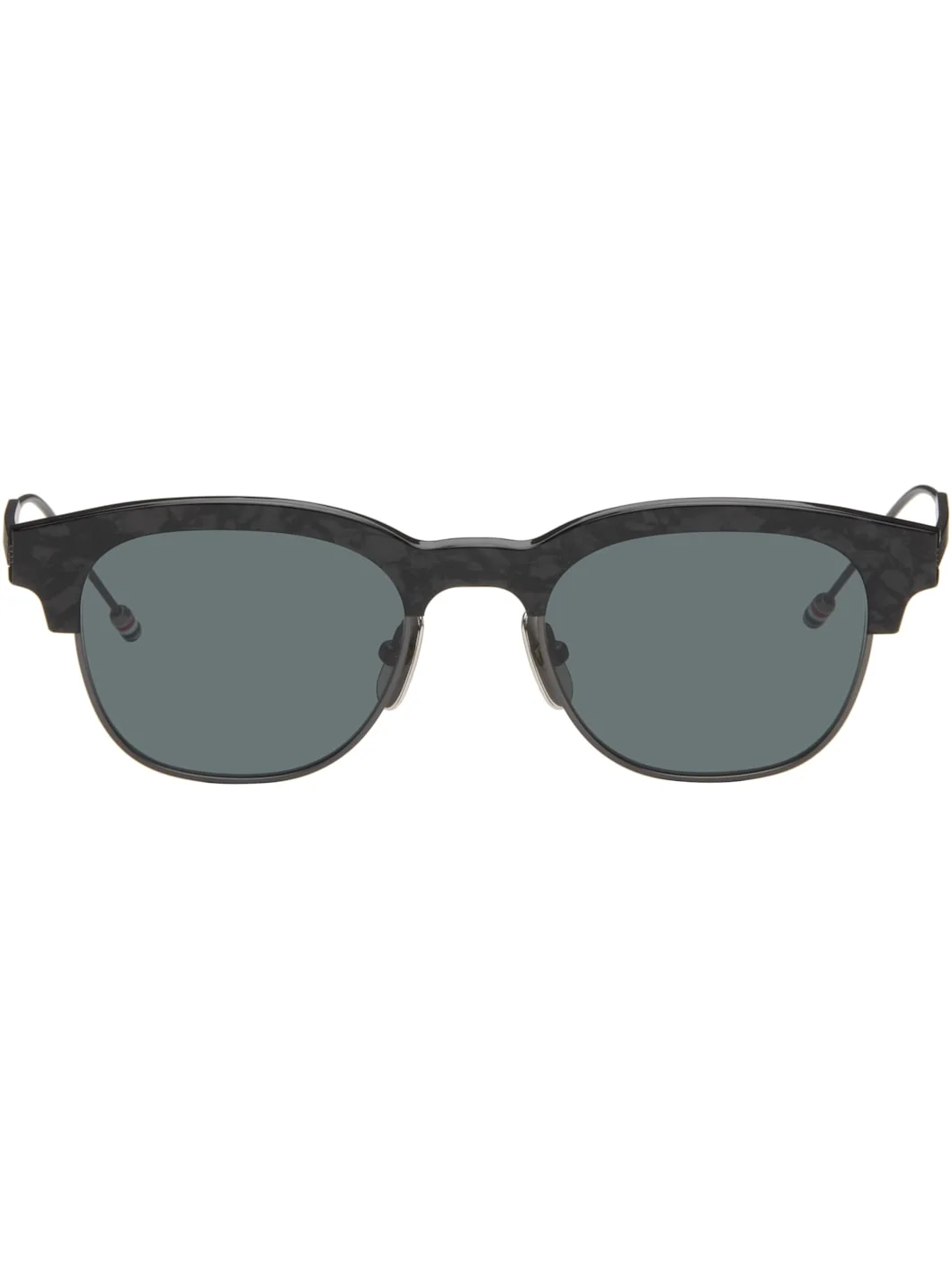 Black Acetate & Titanium Oval Sunglasses - 1