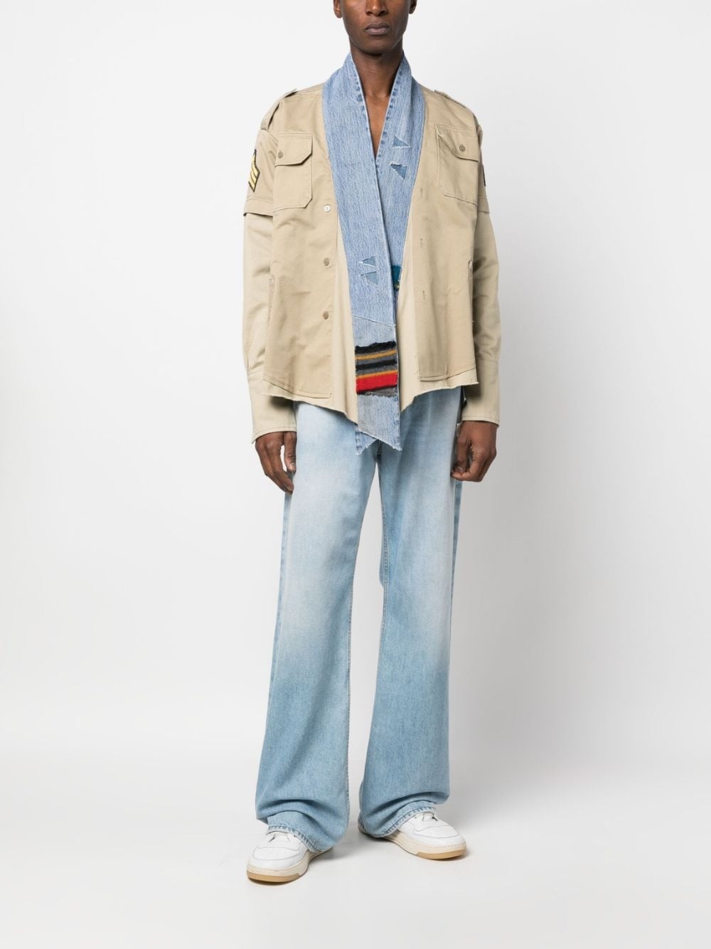 two-tone cotton military jacket - 2