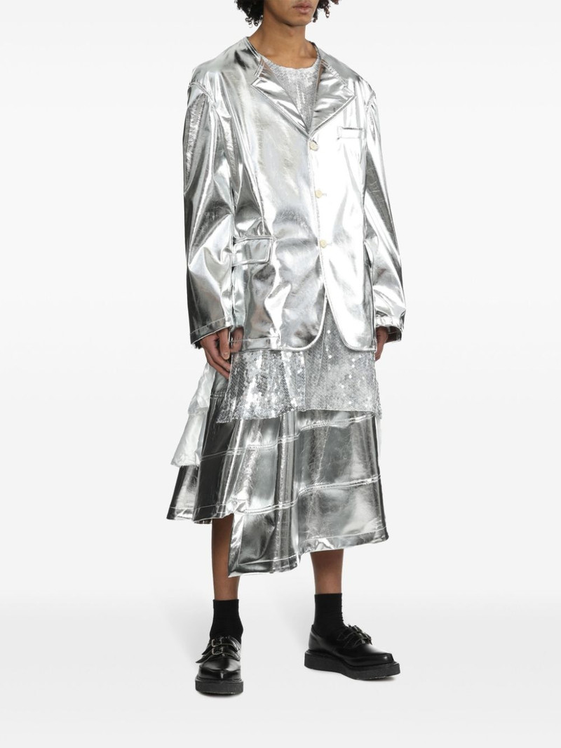 BLACK COMME des GARÇONS single-breasted metallic blazer outlook