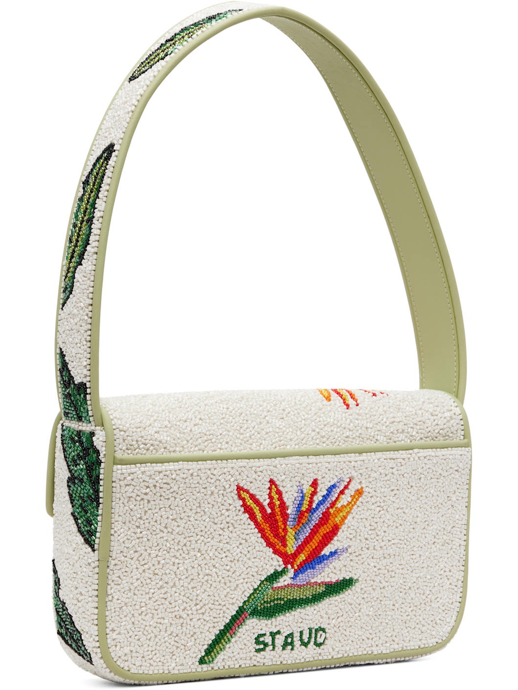 White & Green Tommy Beaded Bag - 3