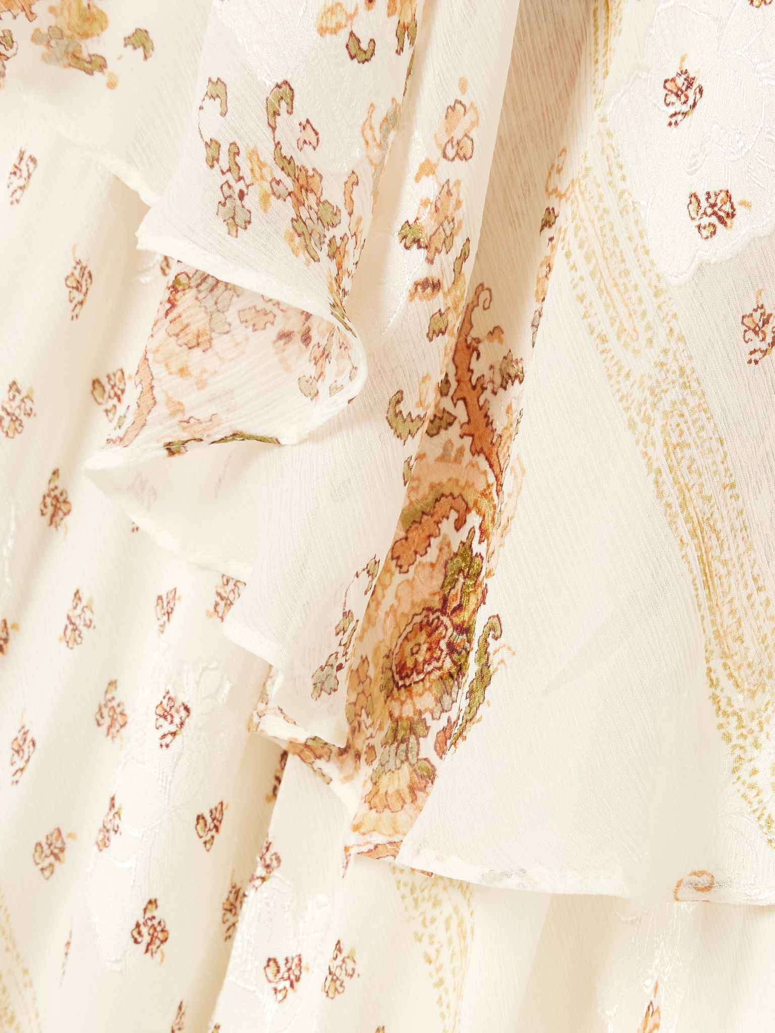 Caprice asymmetric layered printed silk-blend dress Cream - 4