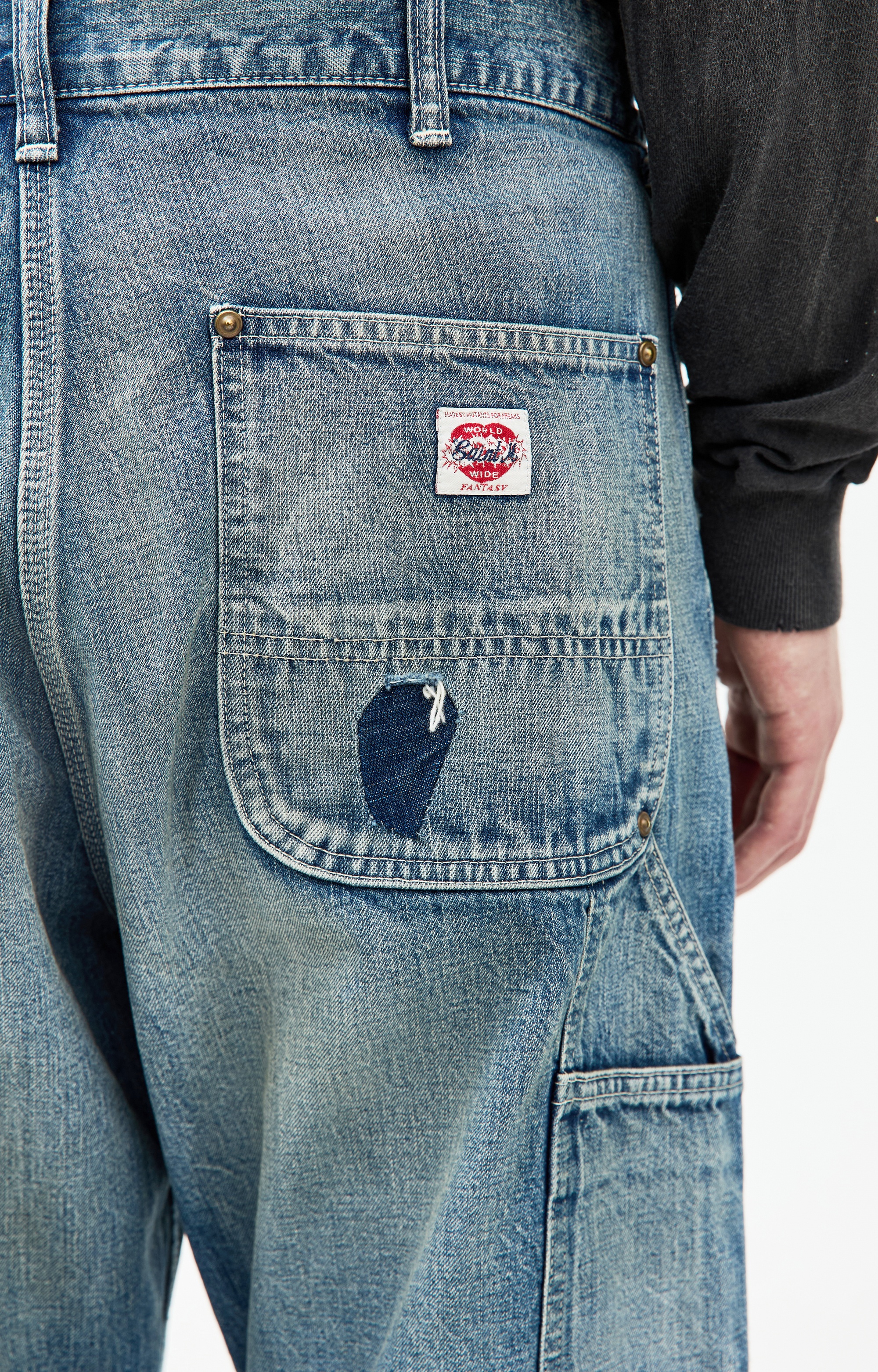DOUBLE KNEE COTTON JEANS - 5