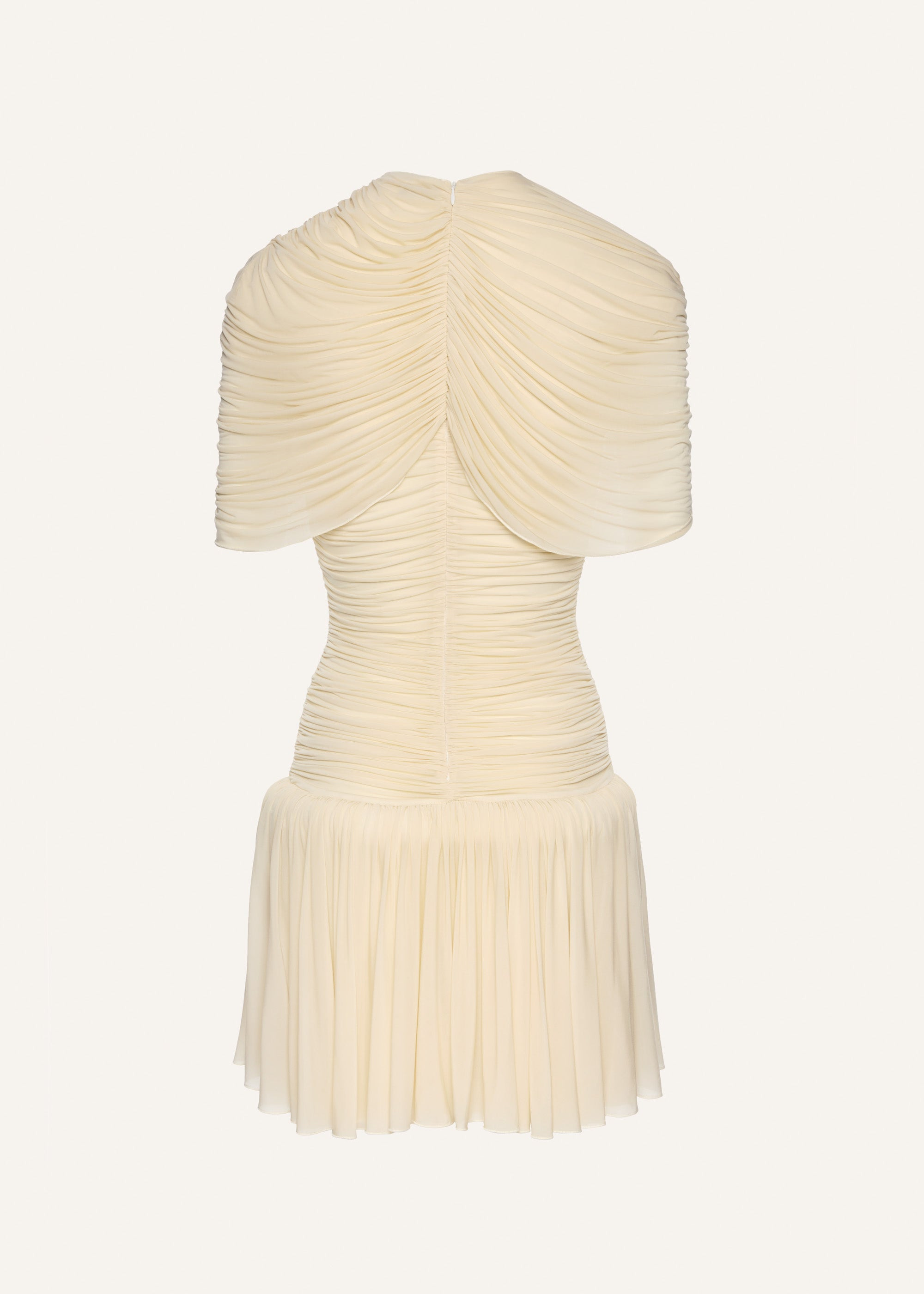 Drop-waist wrap mini dress in beige - 2