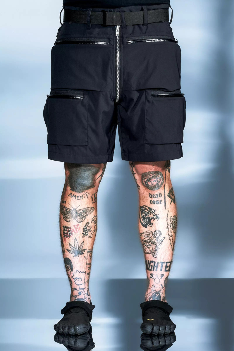 SP38-M Nylon Stretch Cargo Short Pant BLACK - 1