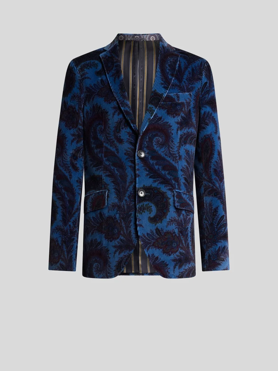RIBBED VELVET JACKET WITH FOLIAGE MOTIF - 1