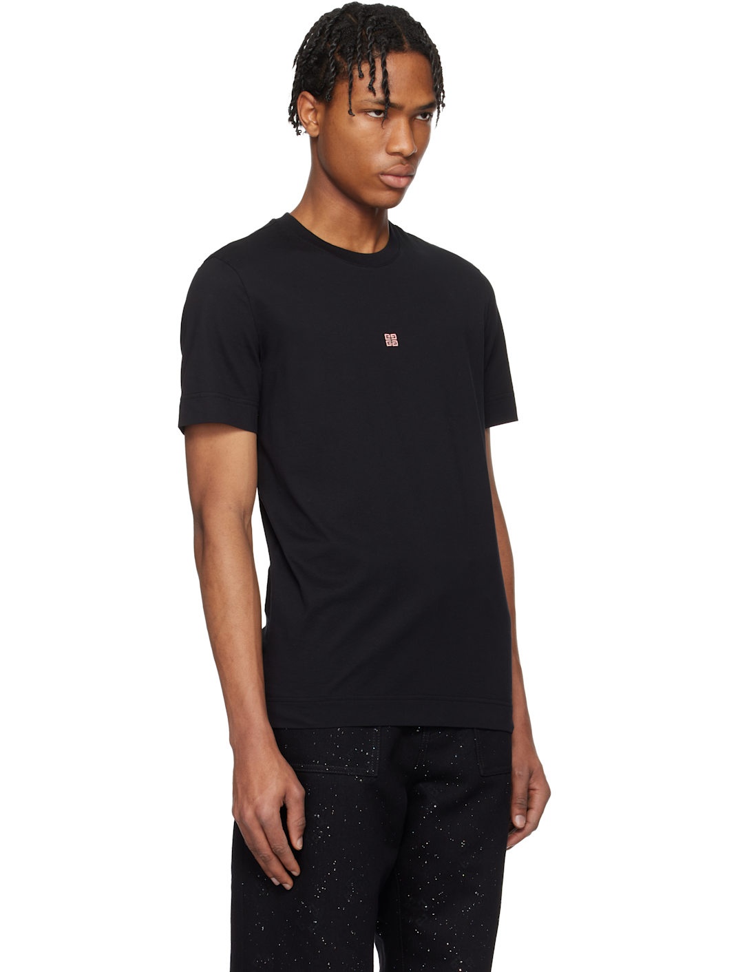 Black Slim-Fit 4G Embroidery T-shirt - 2