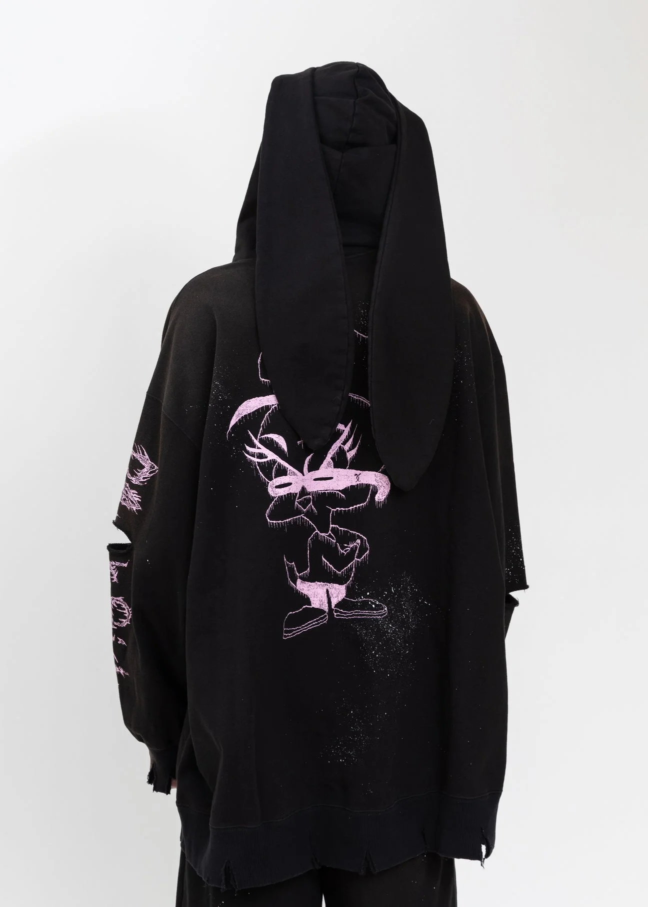 Black Destroyed Bunny Hoodie - 1